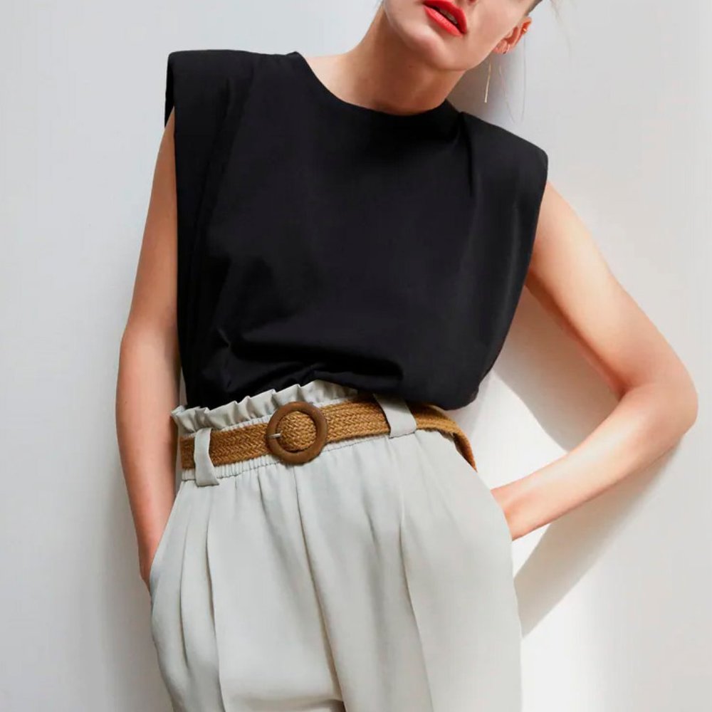 ZARA PANTS WICH RAFIA BELT